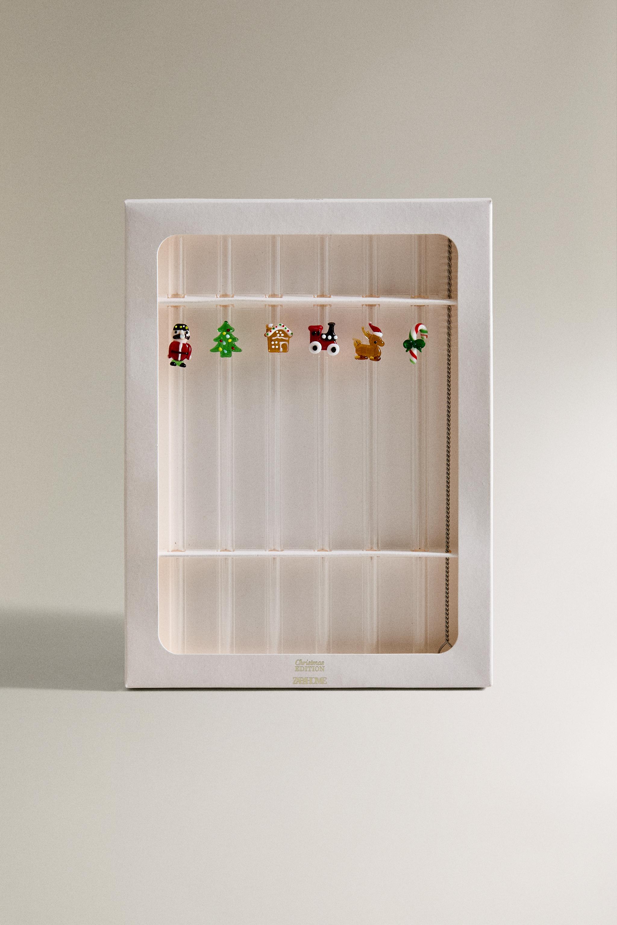 LOT DE PAILLES EN VERRE FIGURINES NOËL (LOT DE 6)